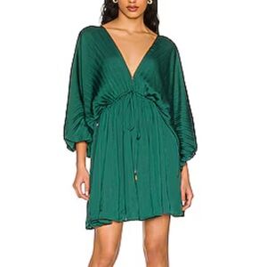 Free People Arzel Mini Dress in Emerald Green L